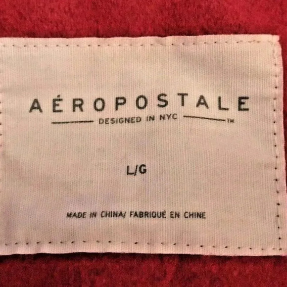 AEROPOSTALE Women Button Down Fully Lined Collar Hoodie Red Coat Jacket Sz Large - Picture 11 of 12